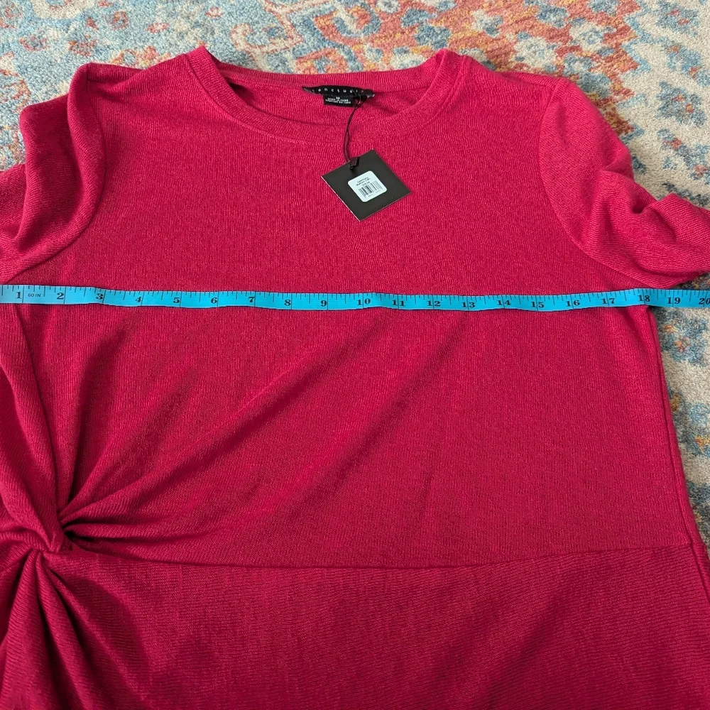 NEW Sanctuary Women's Medium Knotted Side Thin Knit Top Sweater Pink - Picture 7 of 9